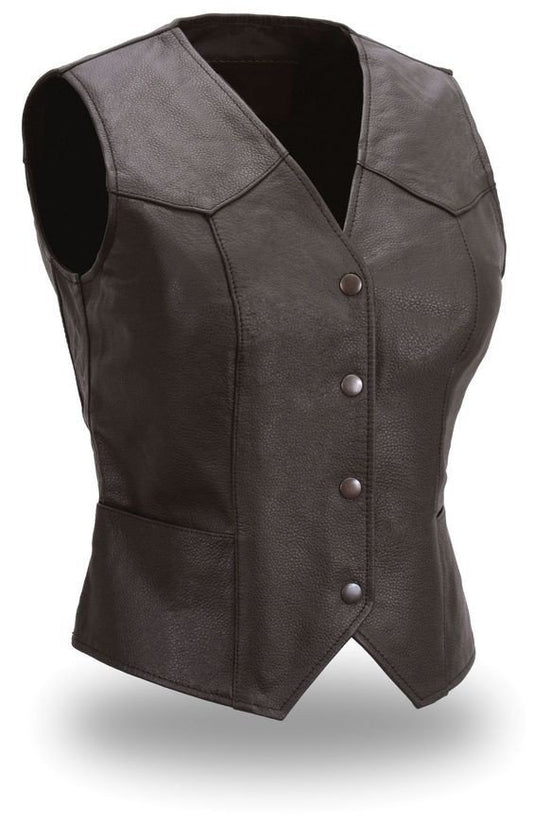 Charm Ladies Biker Leather Vest