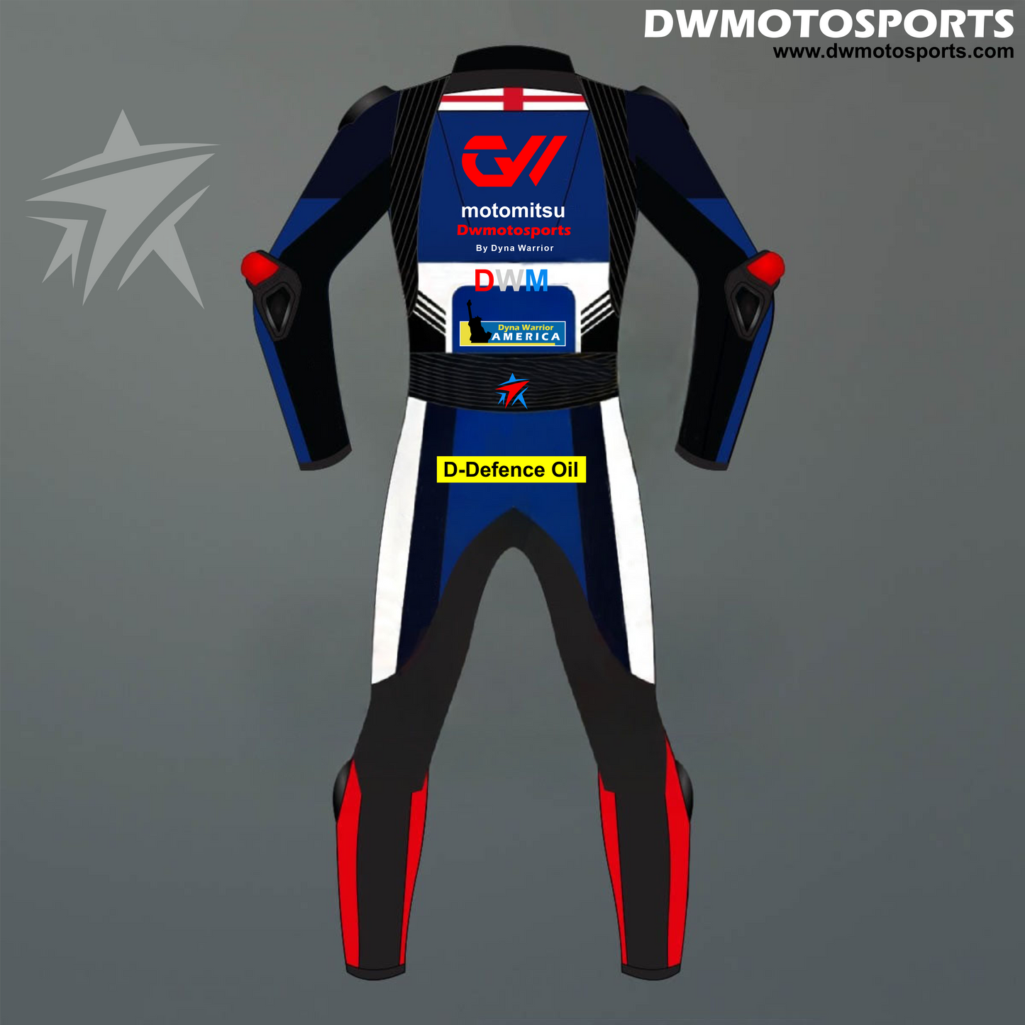 DW Motosports Bolt Blue Racing Suit