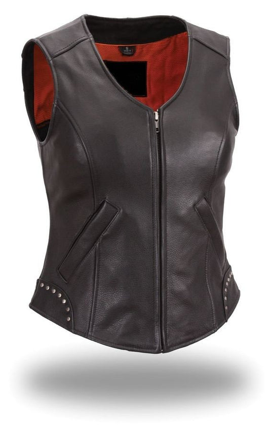 Studed Ladies Biker Leather Vest