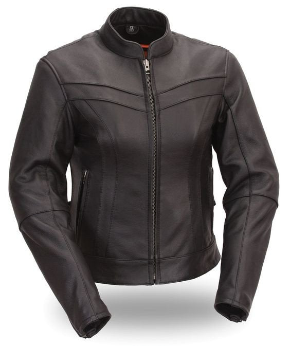 V-Brox Ladies Biker Leather Jacket