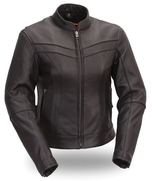 V-Brox Ladies Biker Leather Jacket