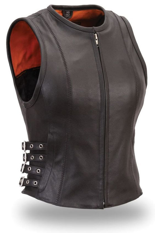 Zig Ladies Biker Leather Vest